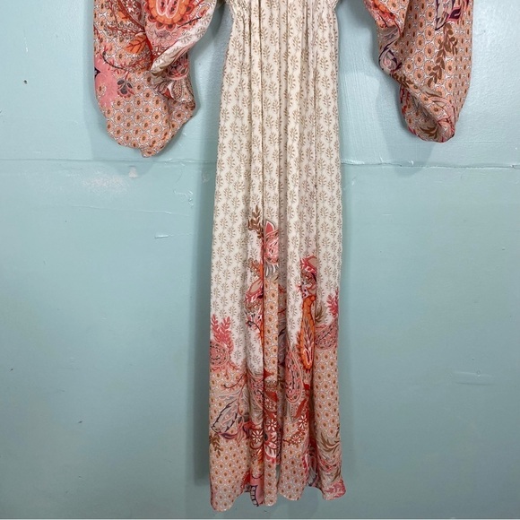 Misa Los Angeles Paisley Floral‎ Boho Dress Emala  V Neckline Vacation Sz Small - Picture 7 of 13